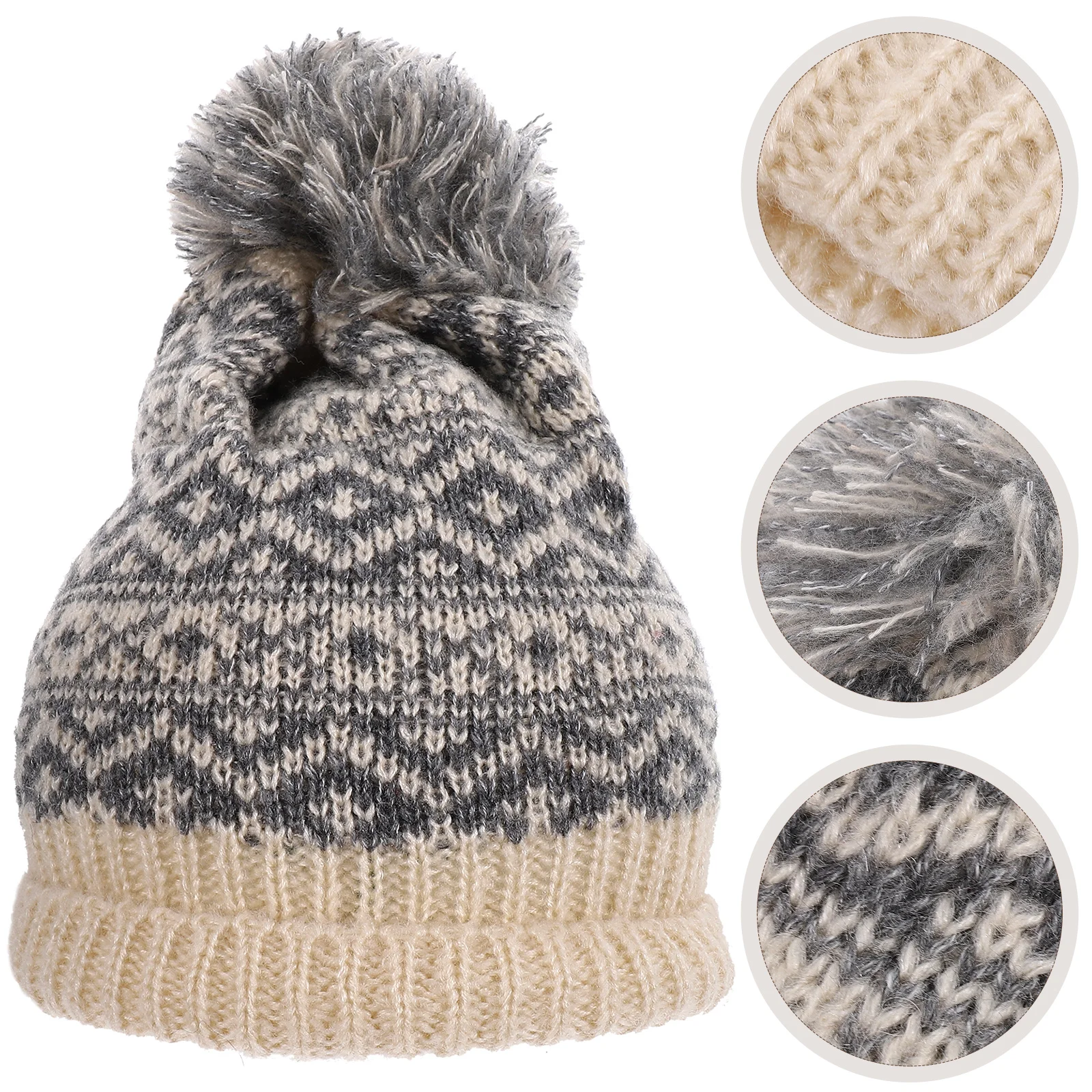 

Winter Warm Knitted Caps Beige Knit Outdoor Thick Women Beanie Thermal Wool Winter Beanie Hat Cap Women Hat Hats
