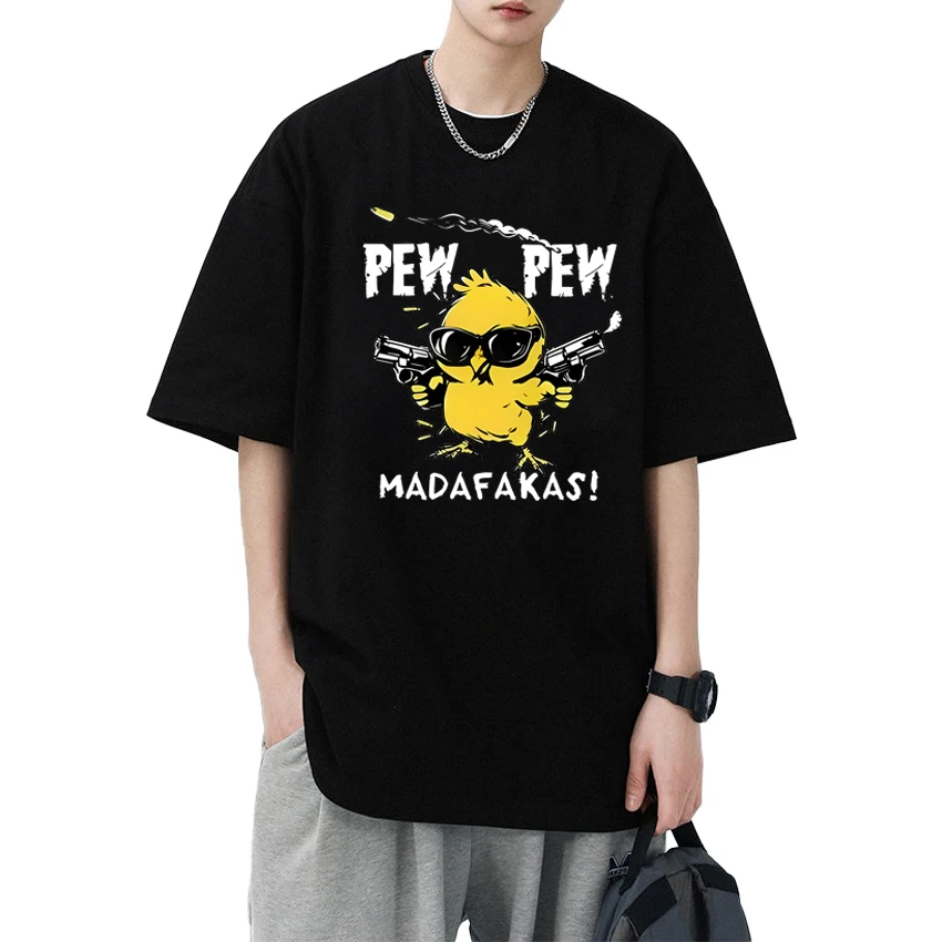 

High Quality Pew Pew Madafakas Funny printed short sleeve T-shirts Men Women harajuku Oversized T shirt Unisex 100% Cotton Tops
