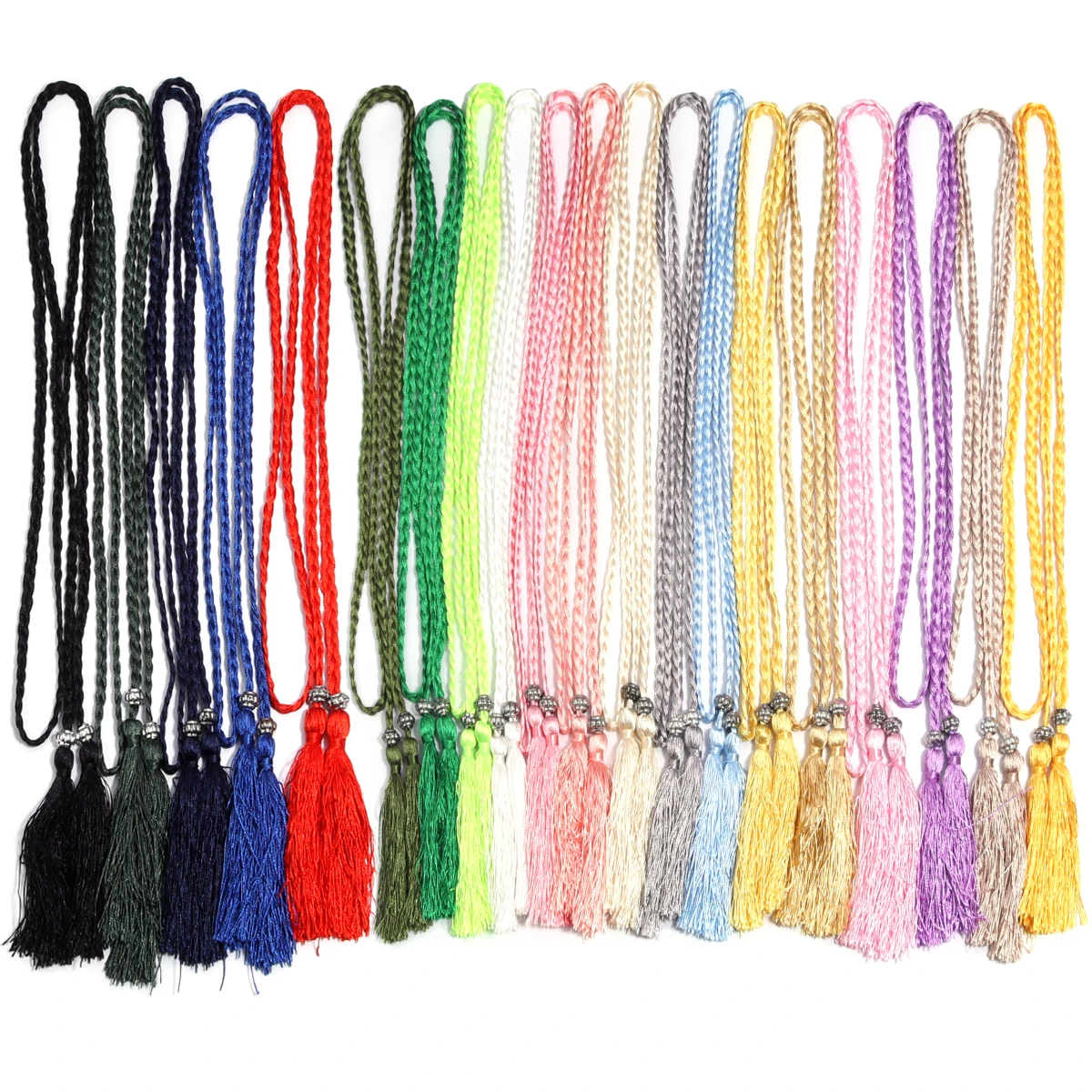 1pcs Chinese Braided Style Woven Tassel Belt Colorful Bohemia Style Female Dress Coat Thin Waist Belt Waist Rope Accessories