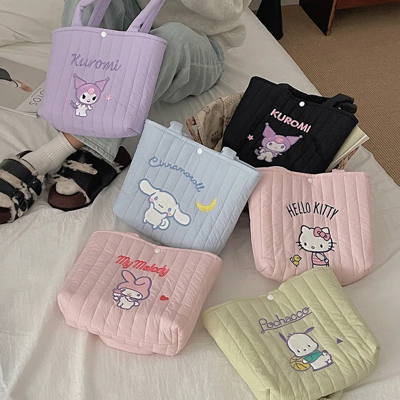 Kawaii Miniso Sanrio Hello Kitty Kuromi Cartoon Handbag Versatile Girl Shoulder Bag Children's Start of School Season Gift