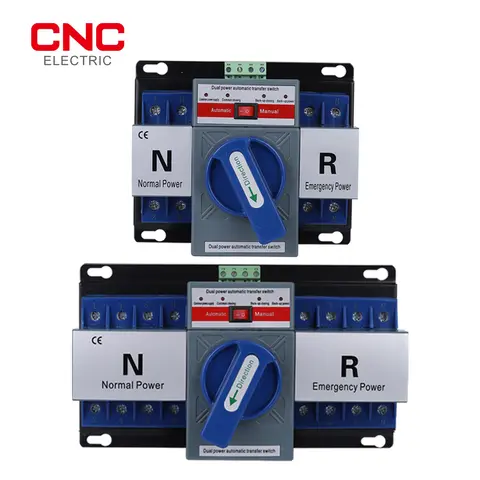 CNC 2P/4P 63A 50/60Hz ATS Dual Power Automatic Transfer Switch AC230V/400V Electrical Selector Switches