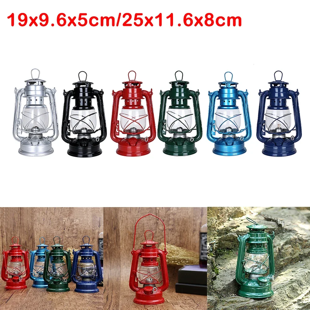 19/25cm Camping Oil Lamp Retro Outdoor Kerosene Lamp Lantern Mediterranean Style Decor Table Lights Adornment Camping Equipment