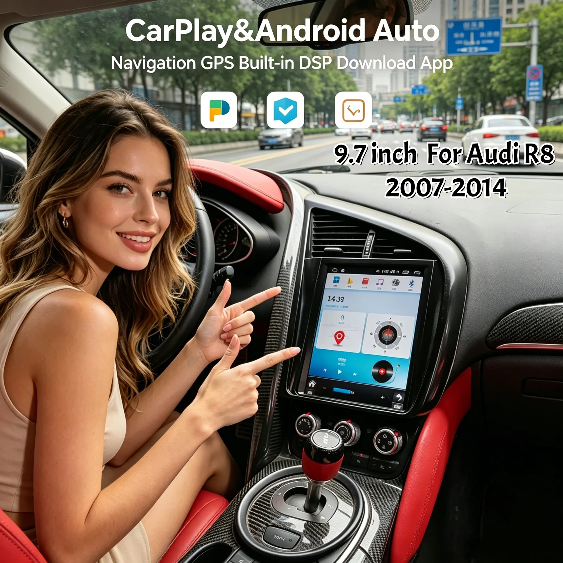 

9.7" DSP Android Carplay For Audi R8 2007-2014 Multimedia Video Car Player WIFI Navigation GPS Touch Screen Autoradio Head Unit