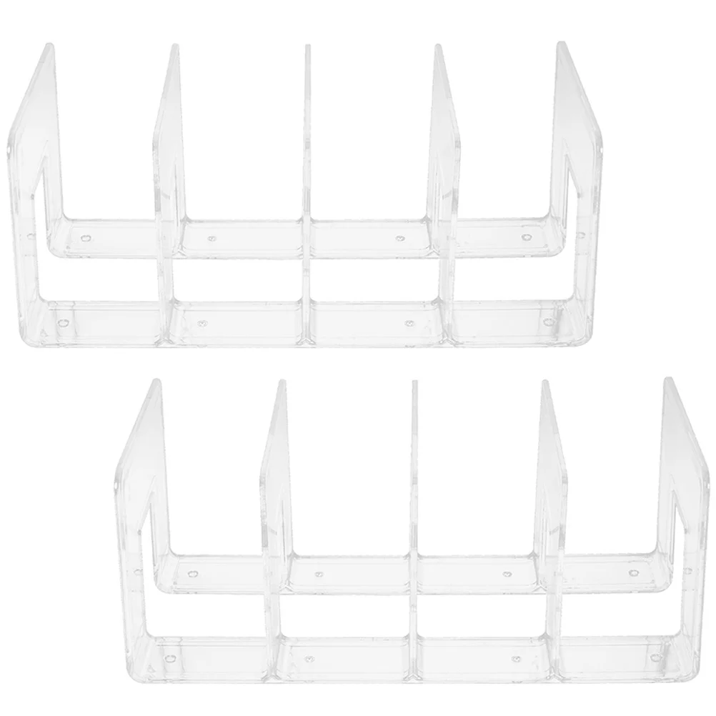 2Pcs Clear Plastic Bookend Simple Style Decorative File Organizer Book Shelf Storage Stand Bookend Plastic File Organizer