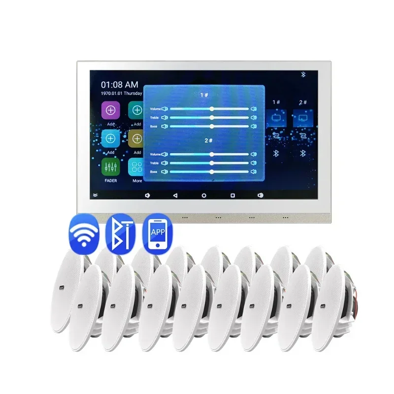Amplificador de Parede WiFi de 10 Polegadas com Controle por Celular para Áudio, Som e Música - Sistema de Home Theater - Mais Vendido