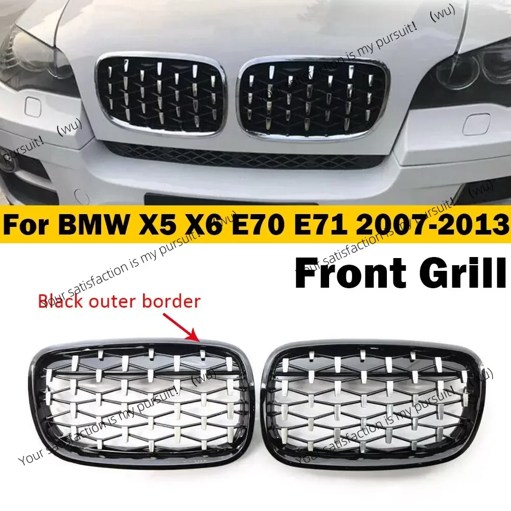

For BMW X5 E70 X6 E71 2007-2013 Car Grille Front Kidney Grill Diamond Style Chrome Black 51137157687 51137157688 51137185223