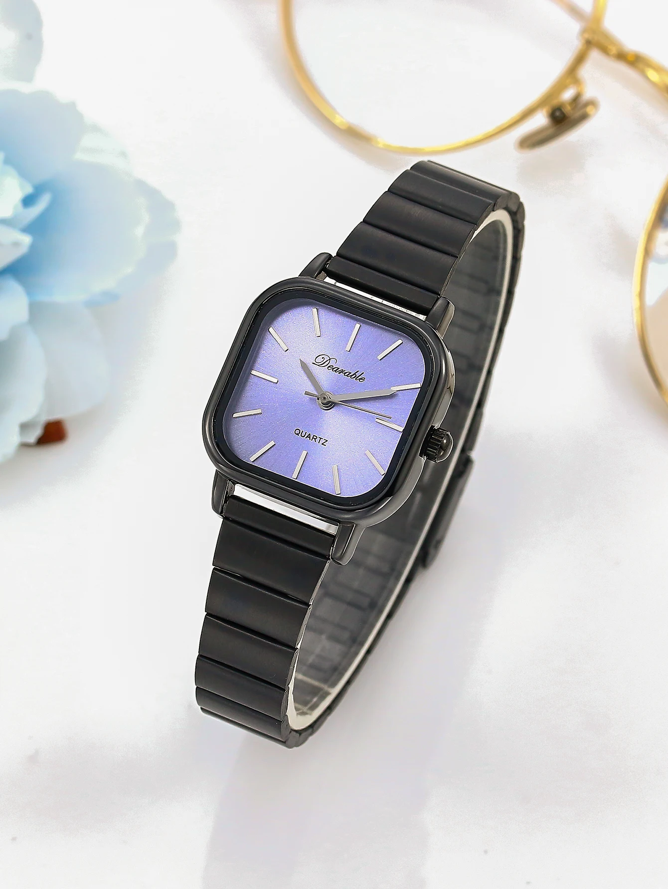 Women’s Square quartz watch,Stainless steel exquisite Fasion Ladies wristwatch simple and casual