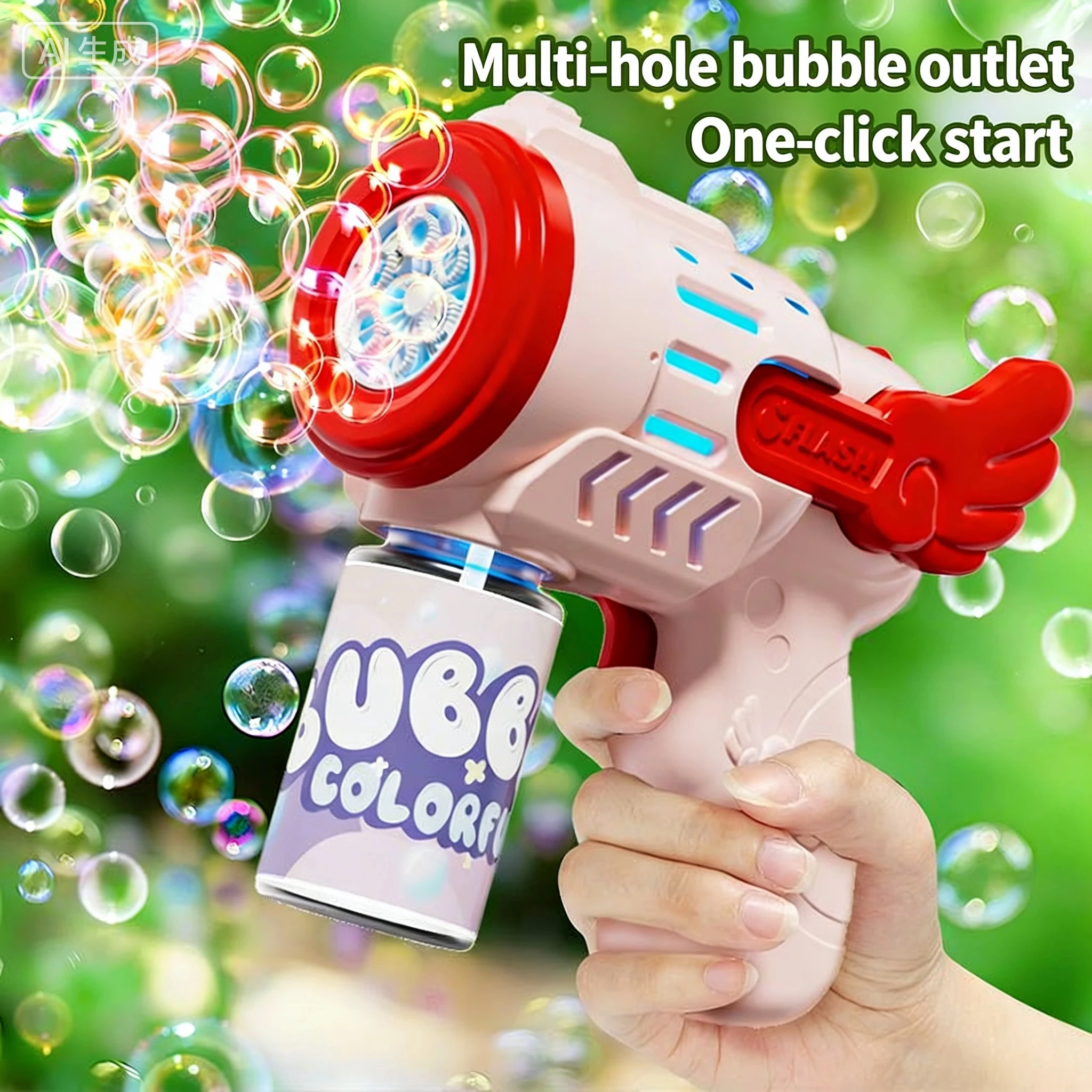 Vollautomatische Seifenblasenpistole Raketen-Seifenblasenmaschine Automatischer Blasenmacher mit Seifenblasenflüssigkeit Spielzeug für Kinder Strand Outdoor Seifenblasengeschenke – Detail 2