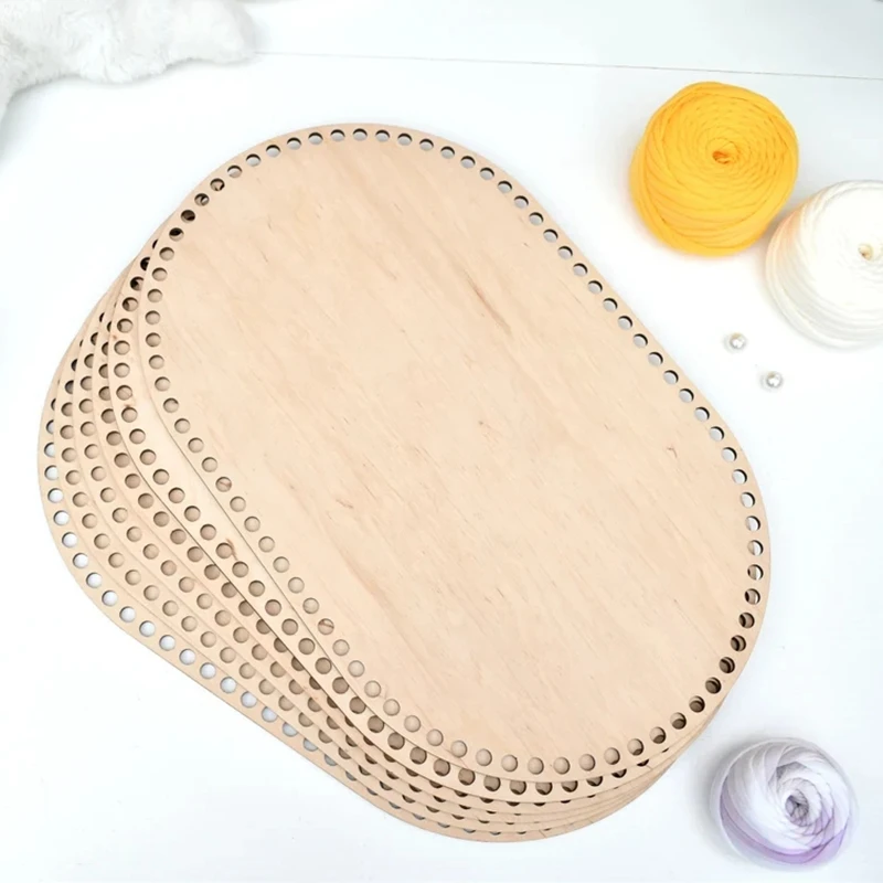 Large 40x27cm rounded rectangle wood base for crochet basket  Wooden bottom for dolls moses basket