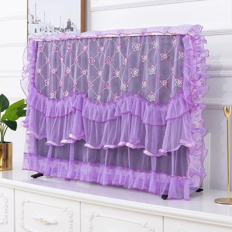 Household LCD TV Dust-proof Covers Floral Lace Breathable Protector Decorative Dust Cover Computer Universal  Portable Durable