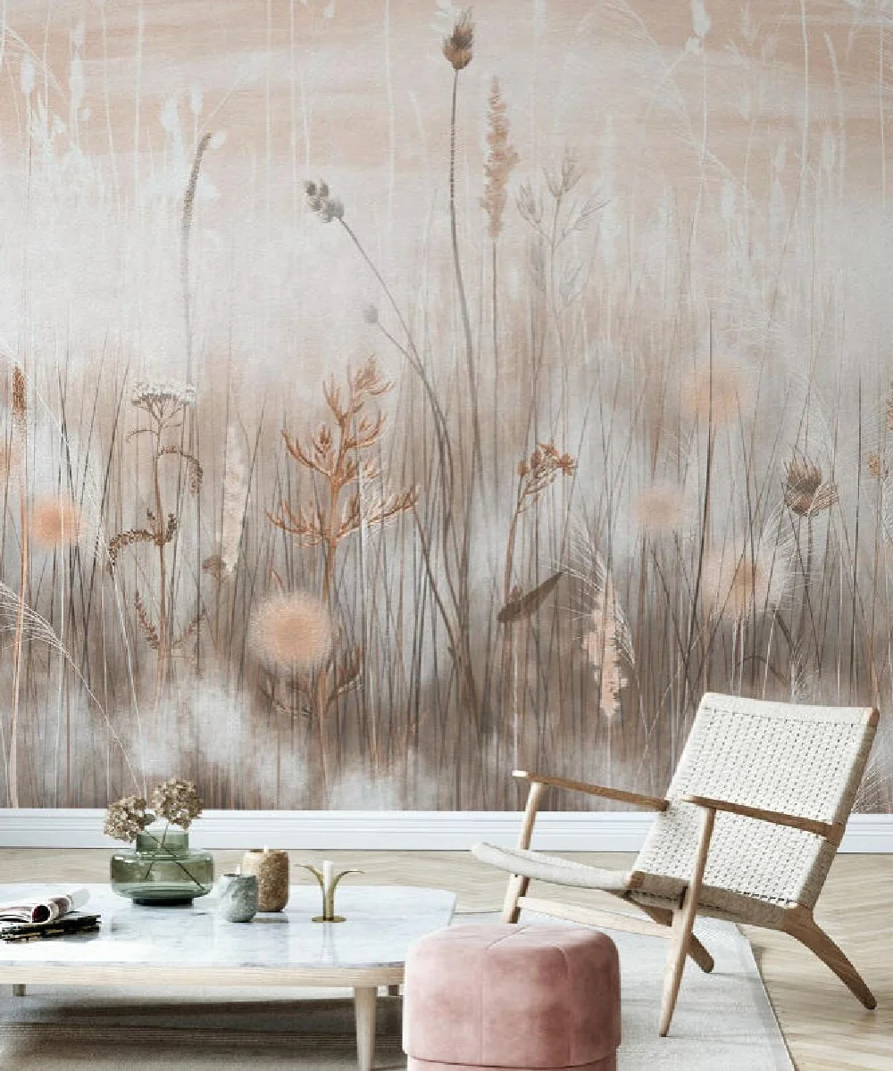 Customize any size mural Watercolor Grass Reed Wallpaper Abstract plants Wall Paper for Living Room Home Decor Papier peint