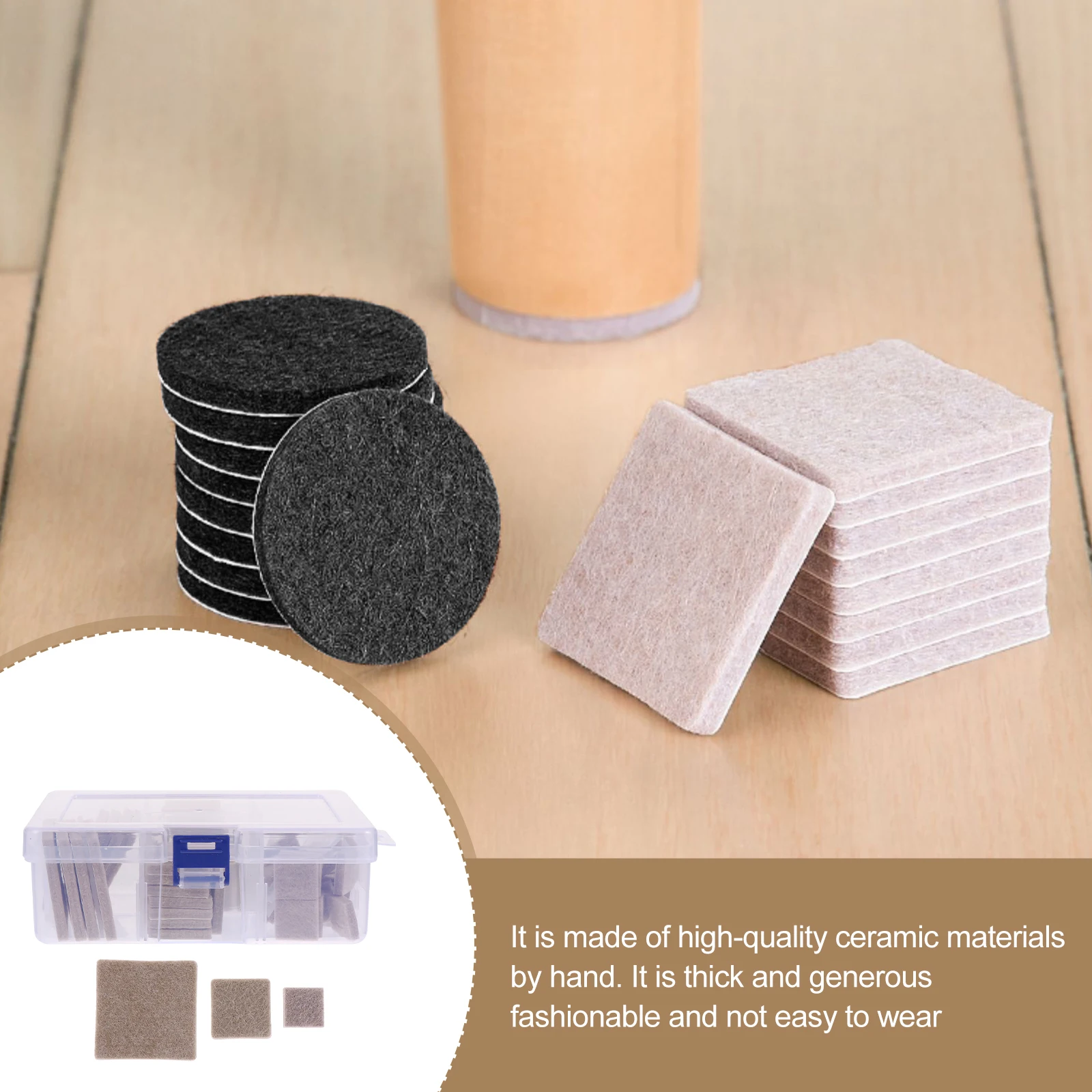 

64 Pcs Table Corner Pads Felt Round Floor Protectors Furniture Small Cushions Non Slip Mats Safe Eco Friendly Long Lasting