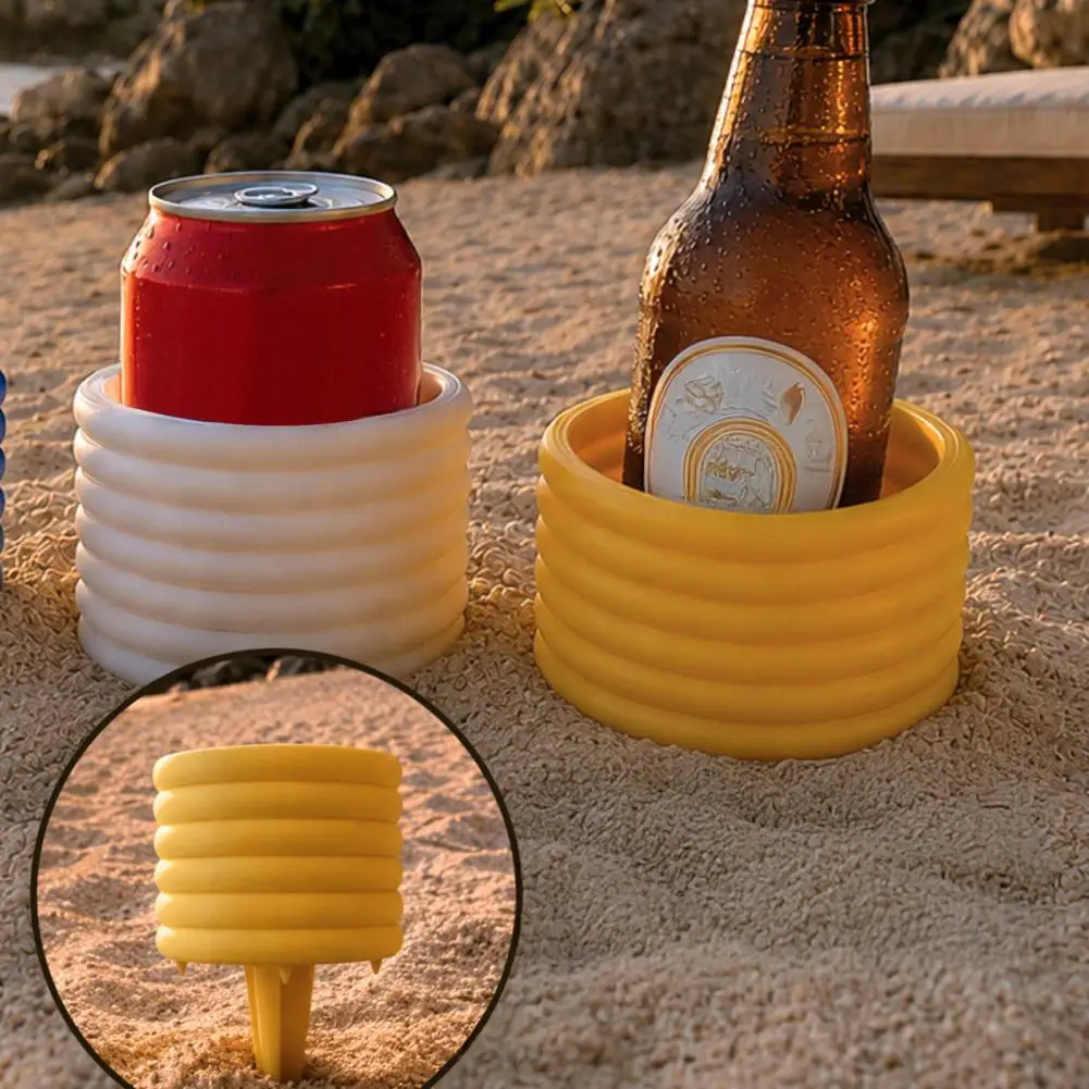 Novelty Cup Holder Beach Sand Cup Holder with Spike Insert Heavy Duty Outdoor Drink Stand Anti-fall Beverage for Travel