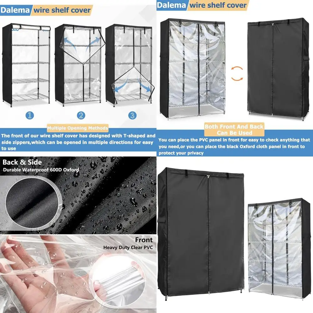 

Сверхмощный водонепроницаемый чехол для уличной полки 600D, 48x18x72 дюйма, пыленепроницаемый, с прозрачной передней крышкой на молнии для хранения