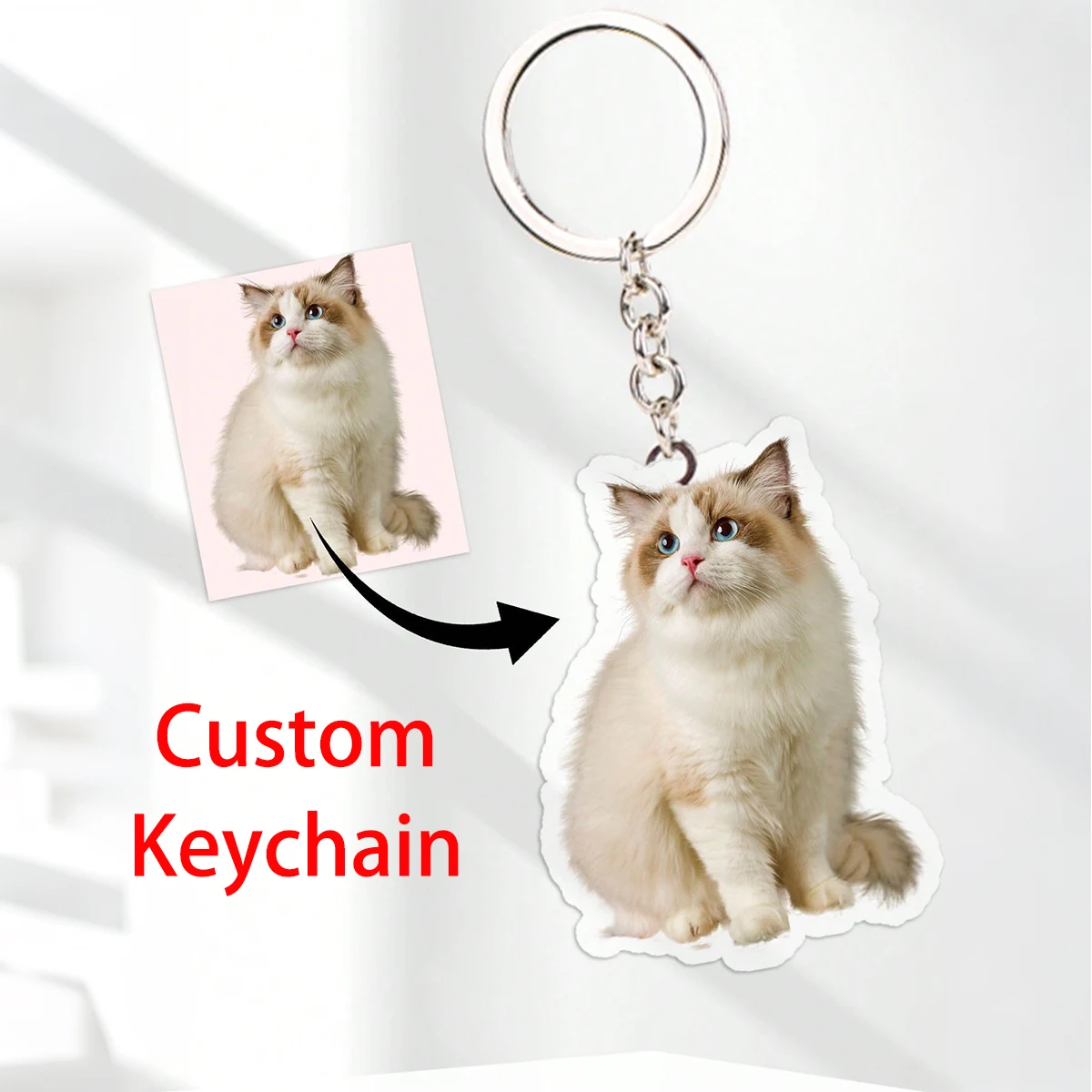 Porte-clés personnalisé en acrylique pour femmes, pendentif pour sac à dos, couples, amis, animaux de compagnie, photos, objet commémoratif