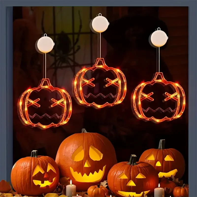 2024 Halloween Pumpkin Lamp Spider Bat Ghost Eyeball Cap Spider Web LED Sucker Lamp Atmosphere Decoration Lamp String Color Lamp