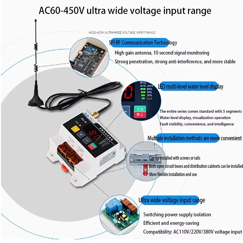 Wireless fully automatic remote water level tower electronic liquid level remote control intelligent sensing switch