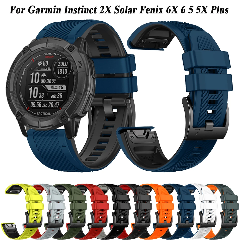 

Быстросъемный силиконовый ремешок для часов 22 мм 26 мм для Garmin Instinct 2X Solar, ремешок Fenix 6X Pro 5X 5 Plus 7X, браслет-браслет, ремень