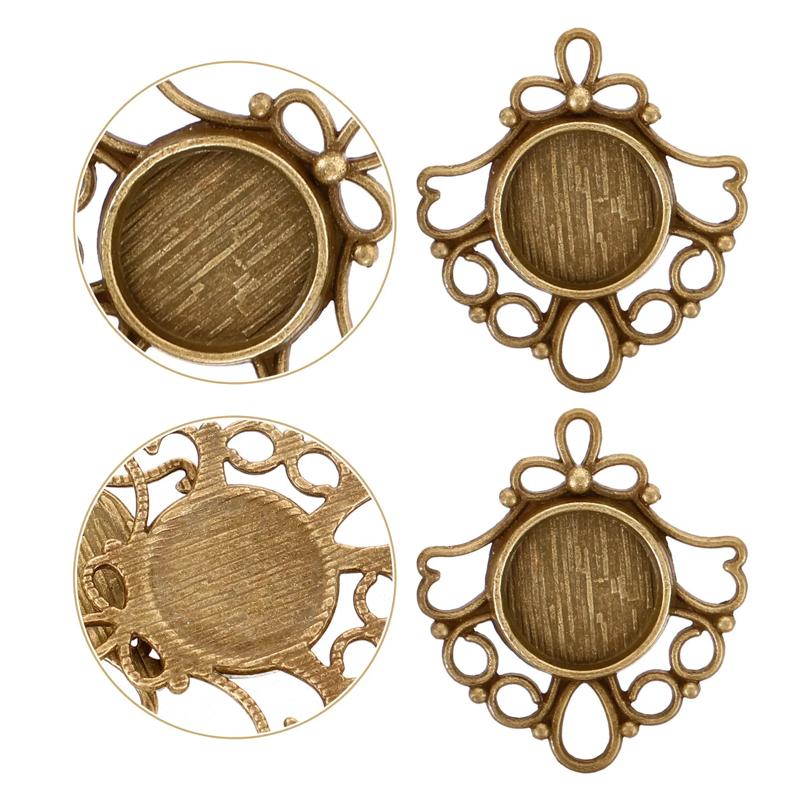 

50Pcs Retro Zinc Alloy Pendant Trays Blanks Compact Exquisite Craftsmanship DIY Jewelry Making Accessories Cabochon Gem Inlay