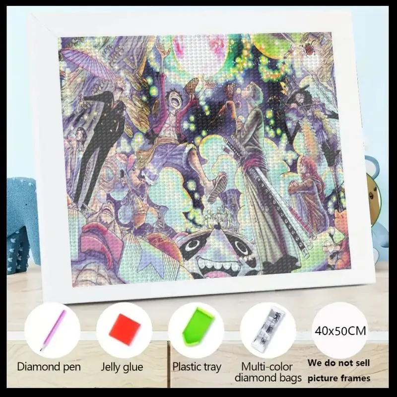 

1 шт. 5D Full Drill DIY Набор для алмазной живописи, цельный аниме Манга Луффи и соломенная шляпа Пираты Великая приключенческая сцена, сверкающий крик