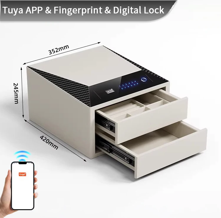 CEQSAFE Smart  WIFI  Fingerprint Password Drawer Safe Box Hardware Watch Storage Box Digital Luxury Jewelry Biometric Lock Box
