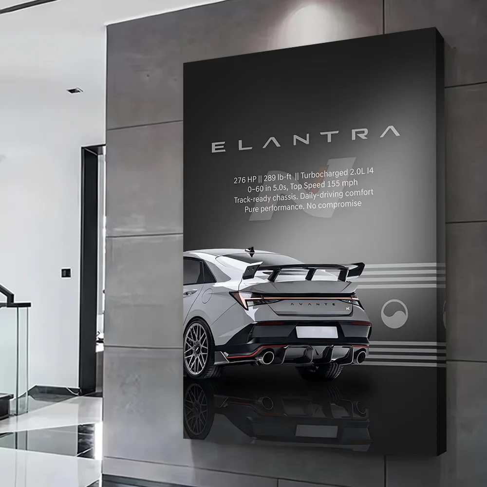 Sports Elantra N Performance Car Printing Poster Custom Pictures Wall Art Canvas Painting Gift for Modern Living Room Paintings