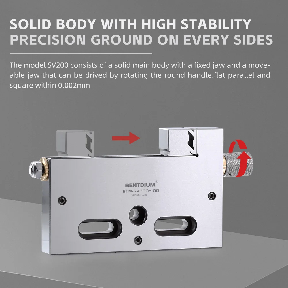 Прецизионные ручные тиски WEDM из нержавеющей стали с диапазоном зажима 100 мм SV200-100