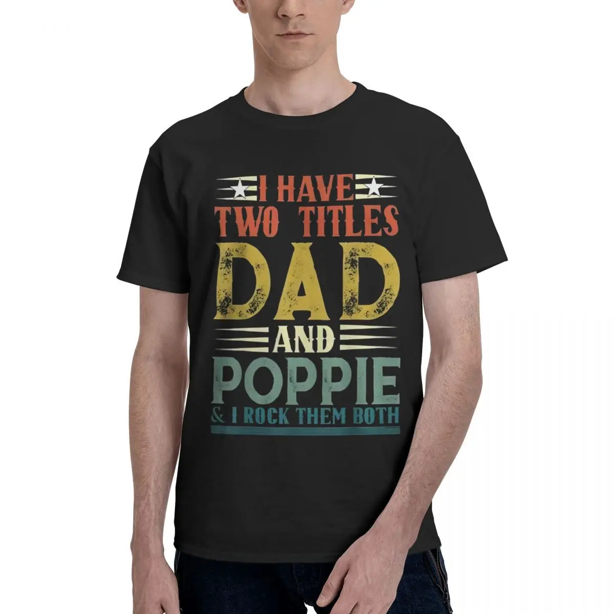 Dad Poppie Titles Love Sports Title Funny Graphic Tees Vintage Fitness USA Size