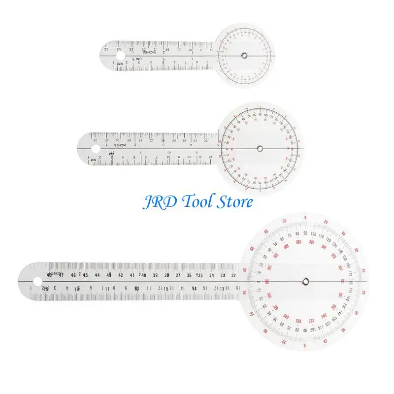 A2UD Goniometer Transparent Ruler Plastic Goniometer 360 Degree Protractor for Cm Inch Measuring Tool Portable
