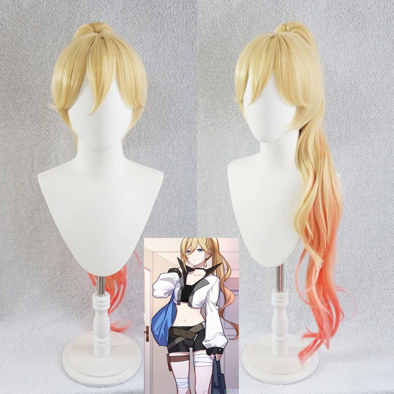 Bianka Ataegina cosplay wig From Anime Honkai Impact 3rd Gradient Double Color With 90cm Long Chip Ponytail + Wig Cap