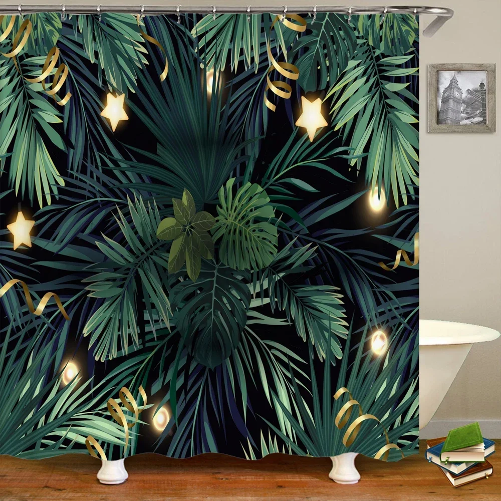 3D Printing Nordic style Tropical Plants Shower Curtain With Hooks Bathroom Polyester Waterproof Home Decor Curtains 180x180cm