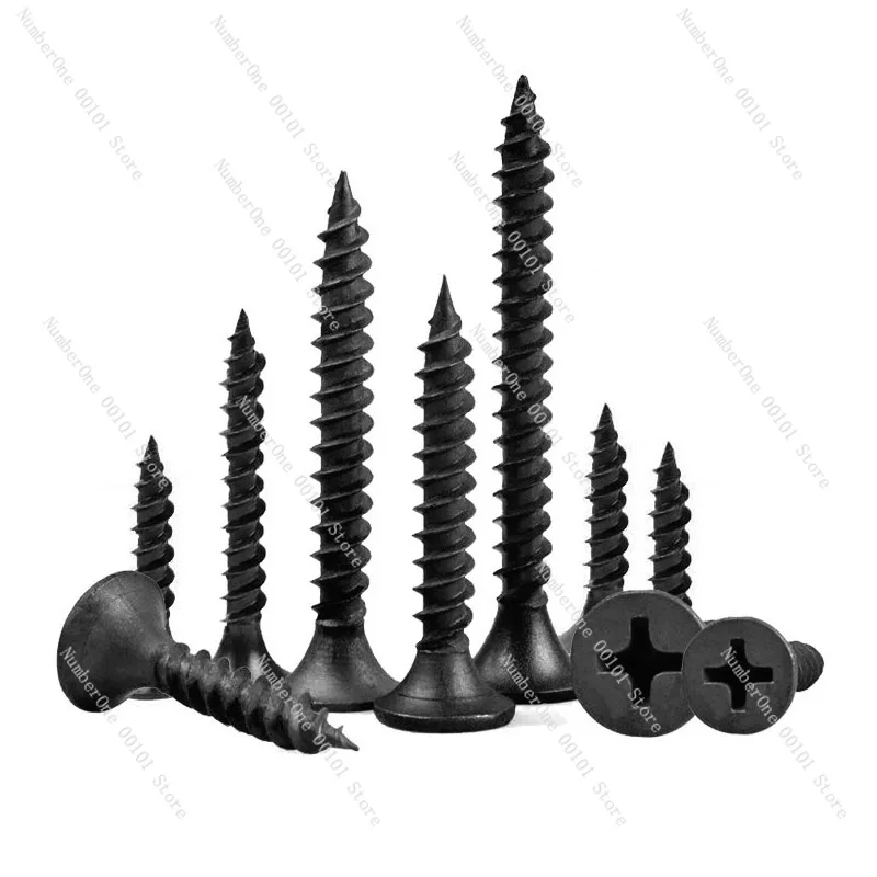 Cross Countersunk Drywall Screws for Light Steel Keel & Gypsum Board, Black Phosphate Self-Tapping Fasteners