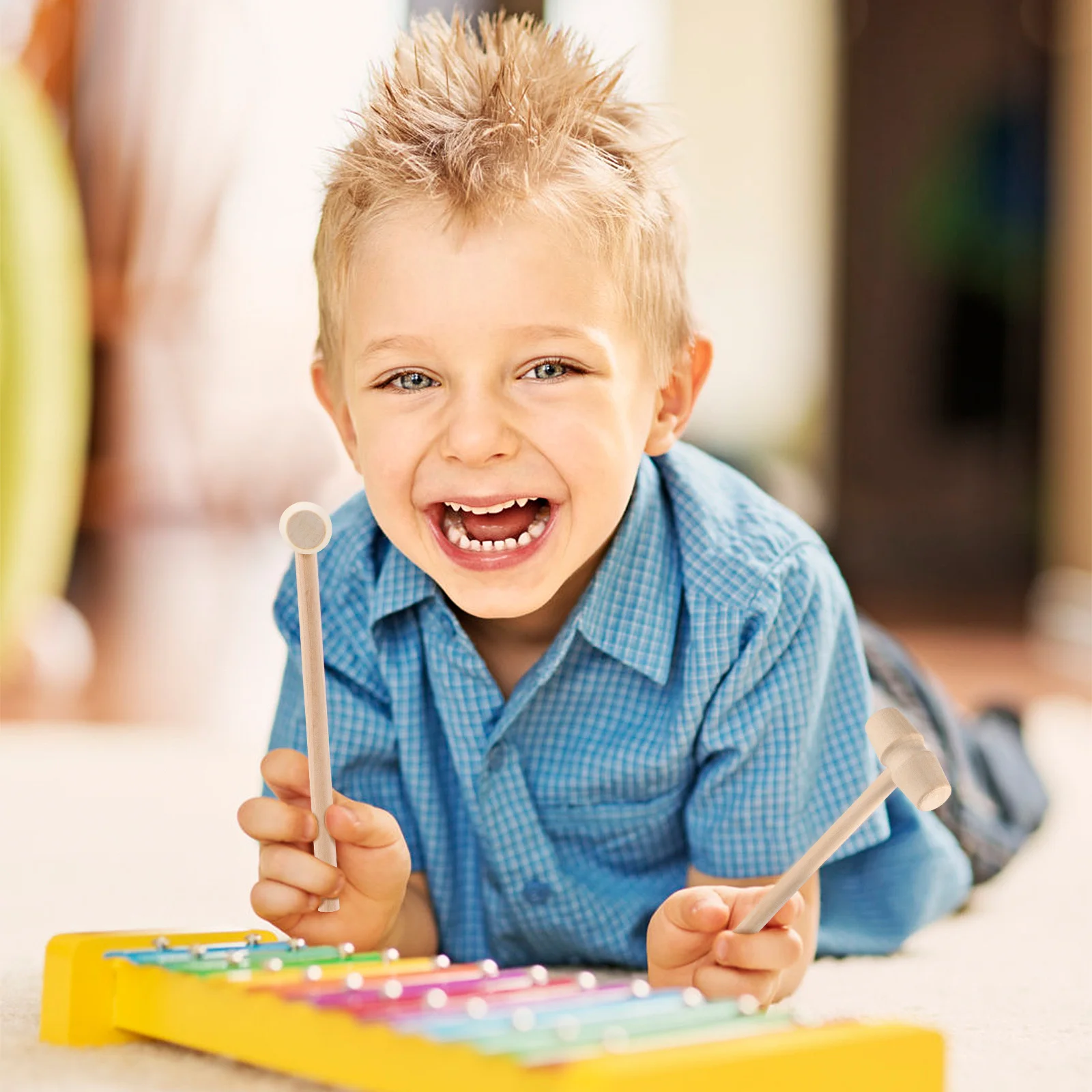 20 stks Mini Onvoltooide Hamer Houten Hamer Voor Kinderen Diy Schilderen Carving Hand Oog Coördinatie Baby Houten Hamer Licht