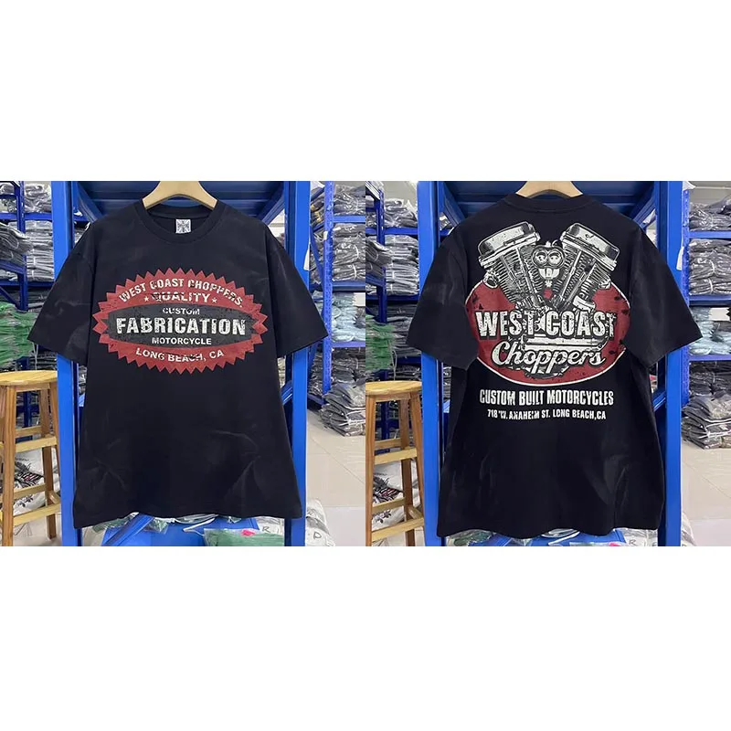 West Coast Choppers T-Shirt West Coast Wasteland Style Washed Distressed Loose Fit Vintage Print Short Sleeve Men's T-Shirt 2026