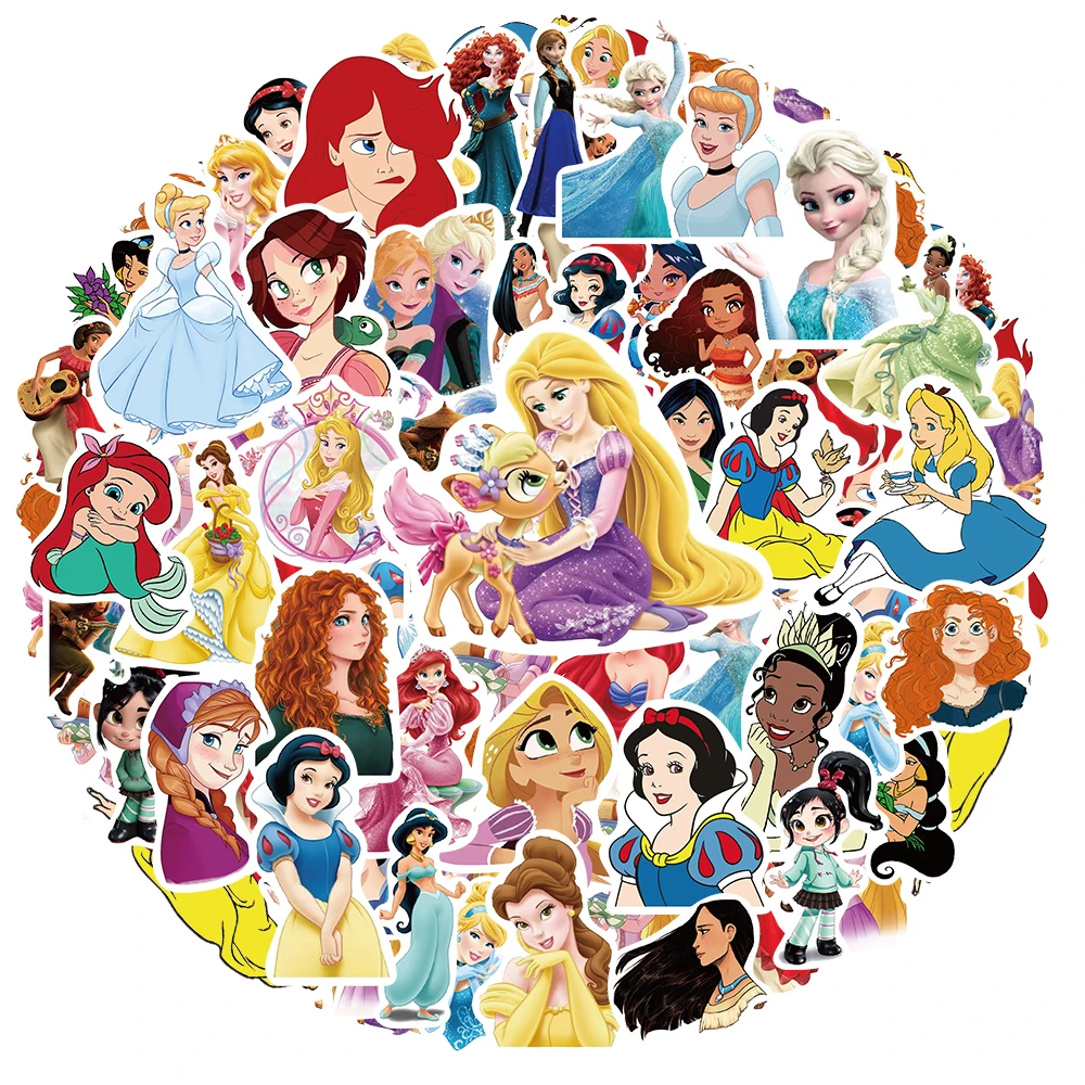 

10/30/50PCS Cute Disney Princess Stickers Kawaii Cartoon Snow White Ariel Belle Toy Decals Toys DIY Laptop Phone Kid Sticker Toy