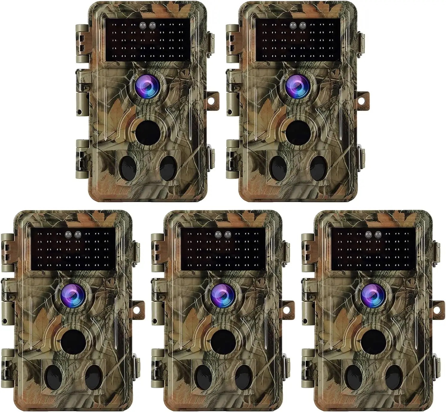 5-Pack Game & Deer Trail Cameras Night Vision 32MP 1296P Video for Wildlife Hunting and Backyard Surveillance 0.1s