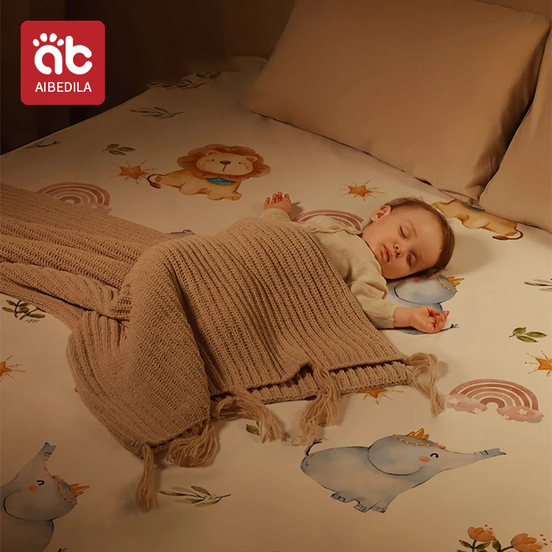 AIBEDILA-sábana ajustable impermeable para bebé, 180x200cm, para cama suave para recién nacido, funda de colchón para cuna, ropa de cama para niño y niña