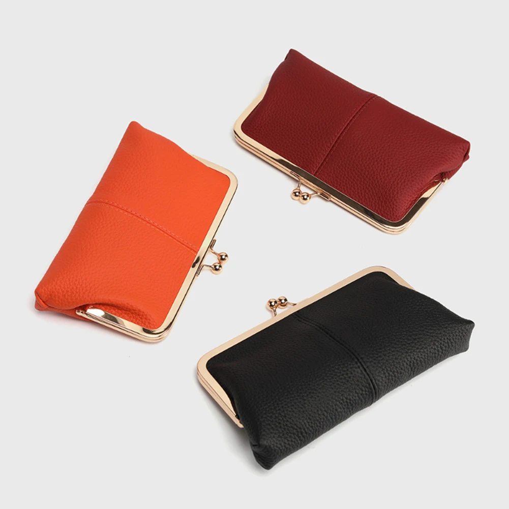 

Кошелек из натуральной кожи в винтажном стиле с застежкой Kiss Lock, вместительный дорожный кошелек с двойным зажимом, модный кошелек-монетница с рамкой, сумка для хранения ключей и карт