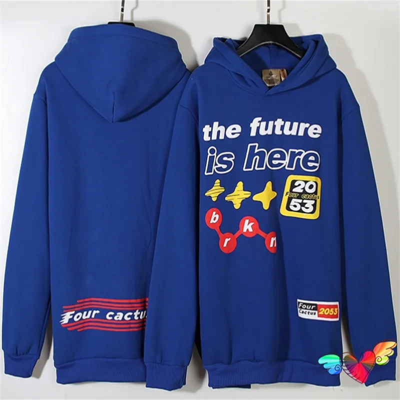 

2024 Dark Blue Broken Planet Hoodie Men Women The Future Is Here Cactus Hoody Fleece Pullovers Vintage Foam Print Sweatshirts