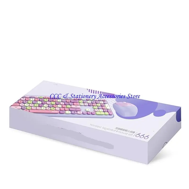 Wireless Trendy Punk Keyboard and Mouse Combo Ergonomic Design for Computer Desktop Laptop Plug and for Play Entertainme