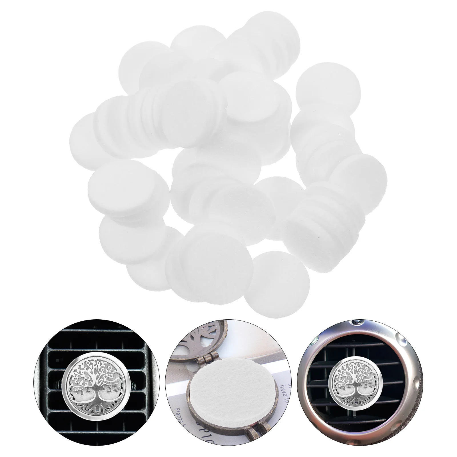 50 Pcs Perfume Diffuser Pads Pendants Locket Cotton Sheet Essential Oil Refill White for Baby