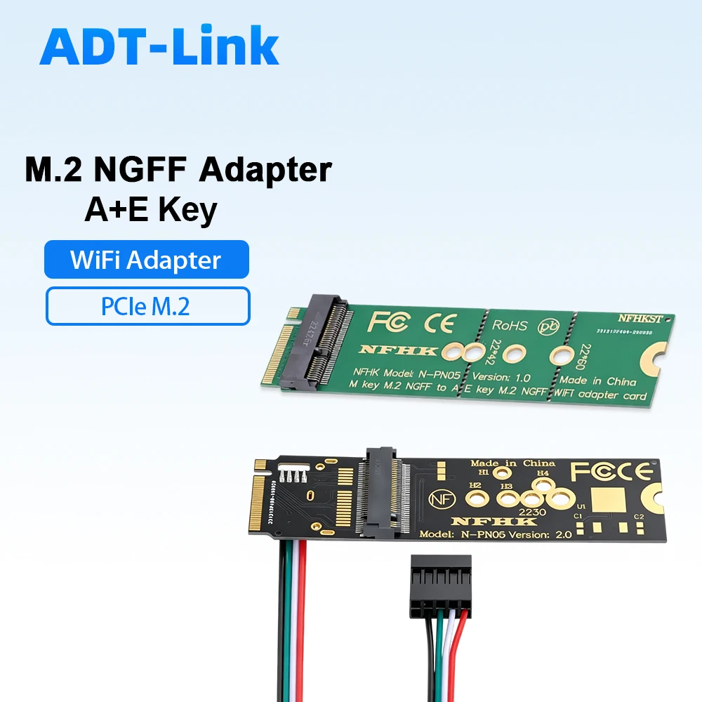 M.2 NGFF M Key To A+E Key / WiFi Adapter PCIe M2 Wireless Network Card Converter Laptop NGFF Wireless  Riser Extension Board