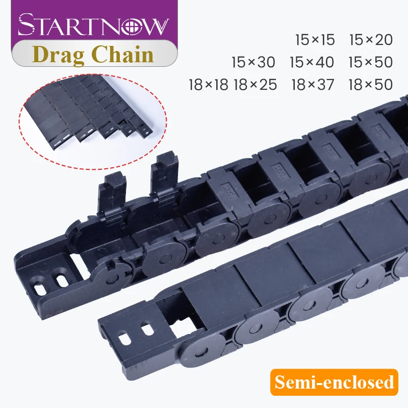 Semi-enclosed Cable Drag Chain Energy Chain 15mmx40mm For 3D Printers CNC Machine Tools Electronic Devices Black 1M