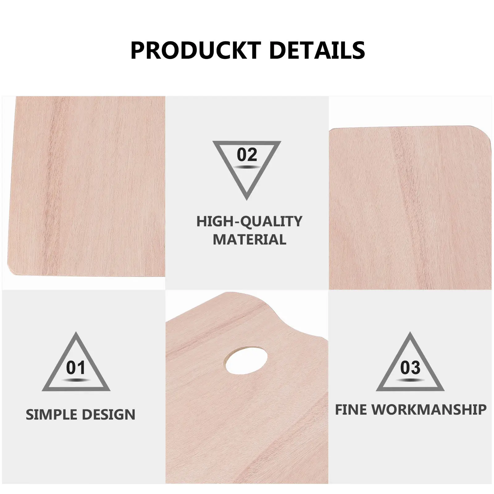 1Pcs Ergonomic Wooden Color Mixing Plate Lightweight Long-Lasting Art Paint Board for Professional Students Beginners Acrylic