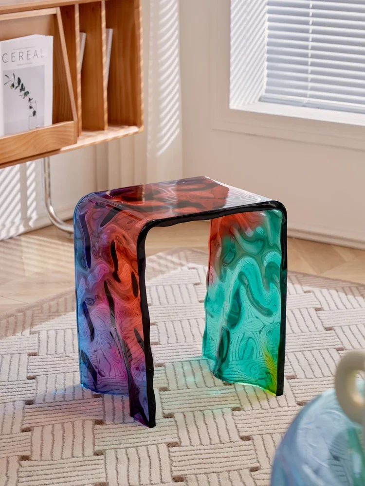 

Net-red acrylic rainbow stool, colorful shoe changing stool, casual stool, transparent, luxurious, fashionable