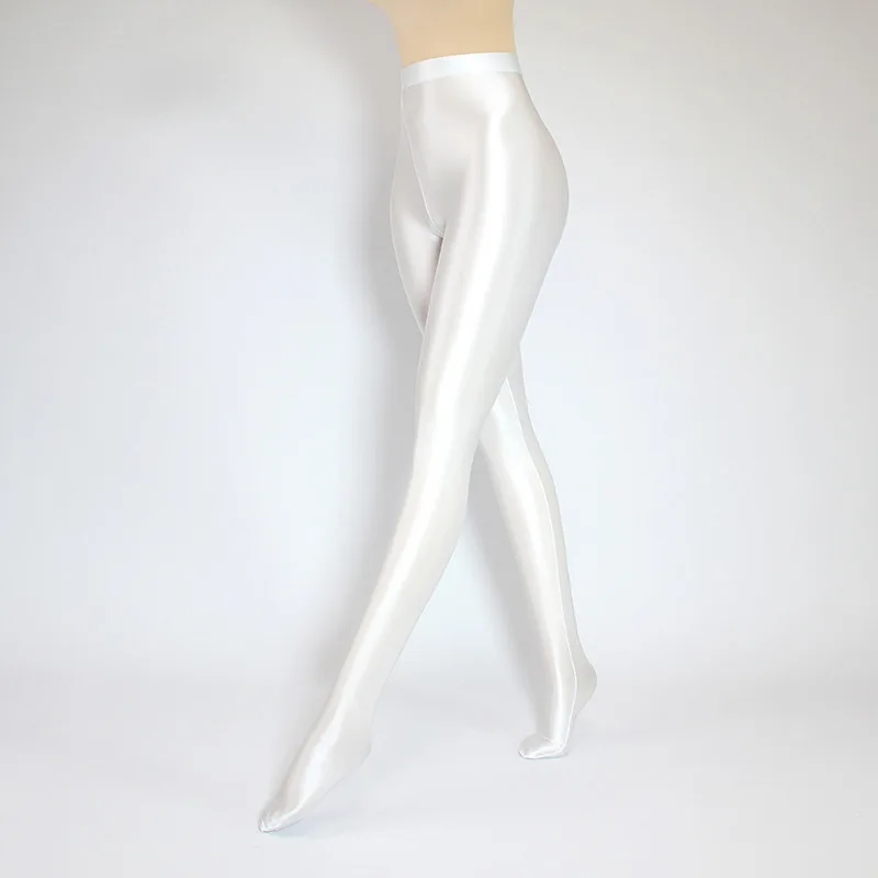 Solid Color Tight Fitting Jumpsuit with Colorful Shiny Silk Gloss Pants As The Base, Foot Socks, Yoga Dance Gymnastics Clothes