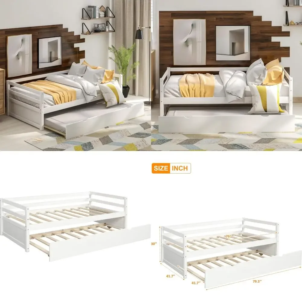 

Двойная кушетка интеллекса высшего размера с выдвижной крышкой и каркасом дивана капитана из массива дерева в белом цвете