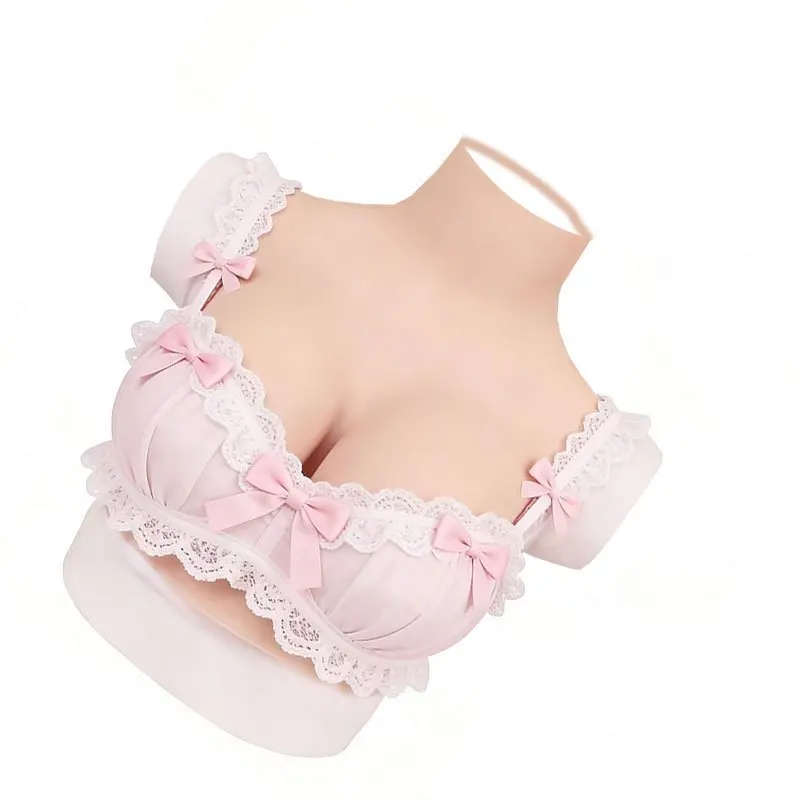 Silicone Chest Plate/Breast Cup - High Neck Accessory for Drag Queens, Surgery & TV/Film Costume Props - Machine-Washable Top