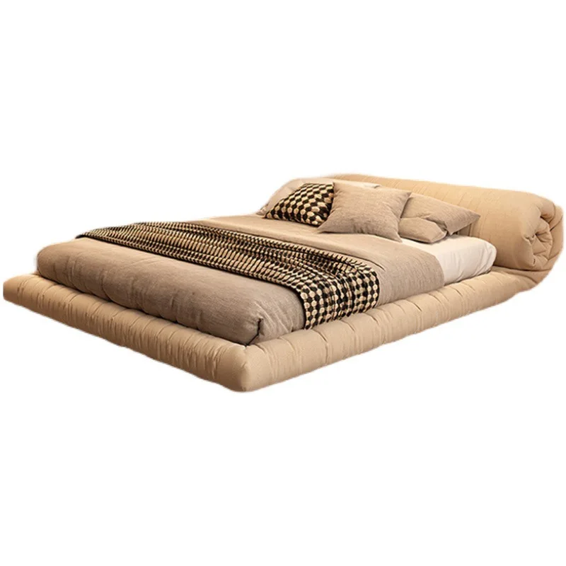 

Flower roll bed fabric Italian minimalist wabi sabi wind master bedroom modern
