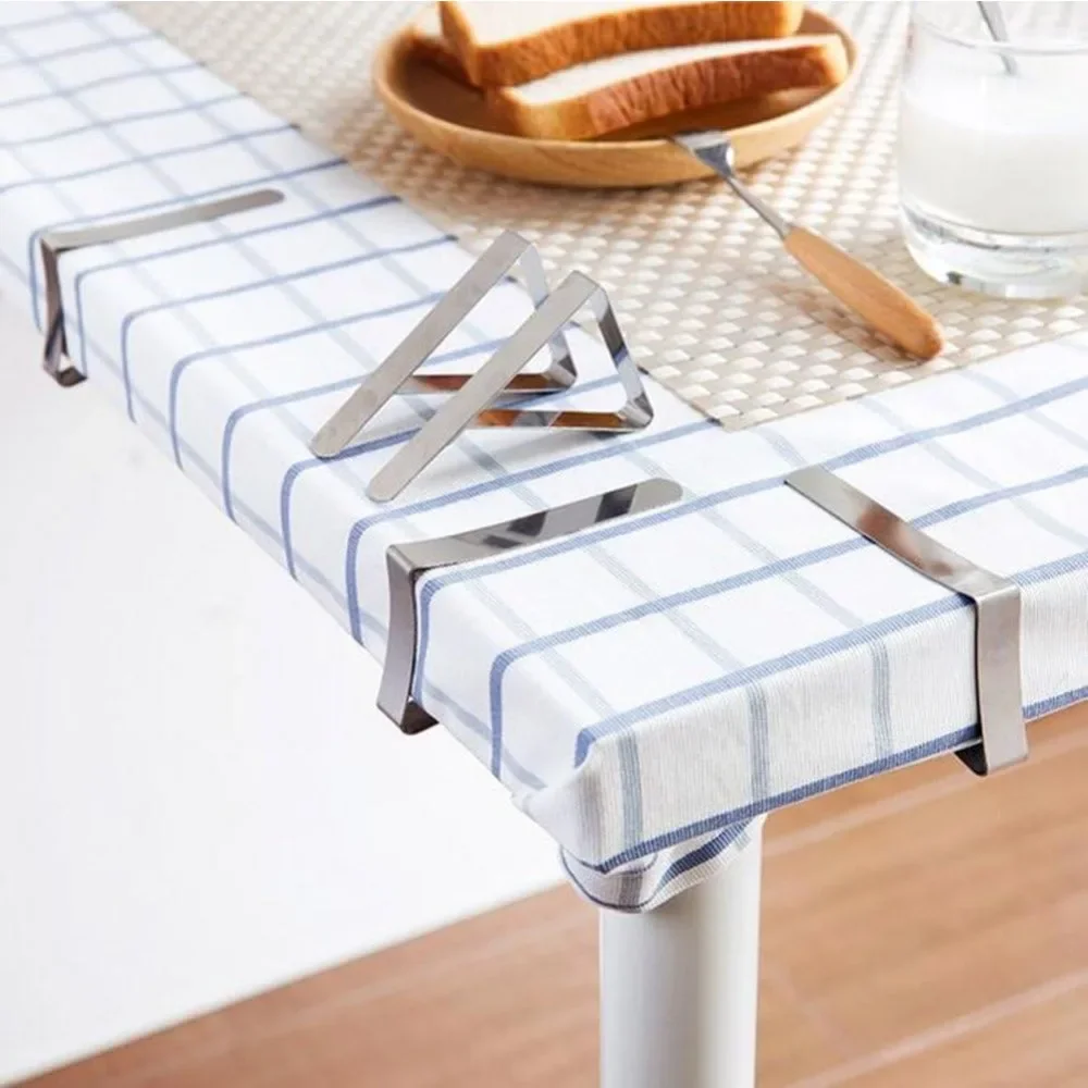 12 Packs Adjusting Tablecloth Clips Stainless Steel Table Cover Clamps Table Cloth Holders (Silver)